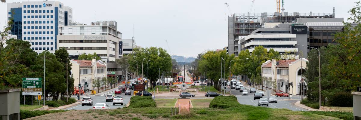 Canberra's population grew by 8900 people in 2017-18 on the back of the second fastest growth rate in the nation. New development on Northbourne Avenue, pictured above, will help to carry the load of the capital's population boom in the coming years.  Photo: Elesa Kurtz