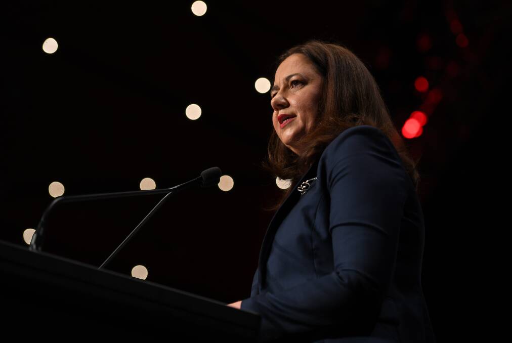 Queensland Premier Annastacia Palaszczuk speaks at a Queensland Media Club luncheon in Brisbane on Tuesday. Photo: AAP