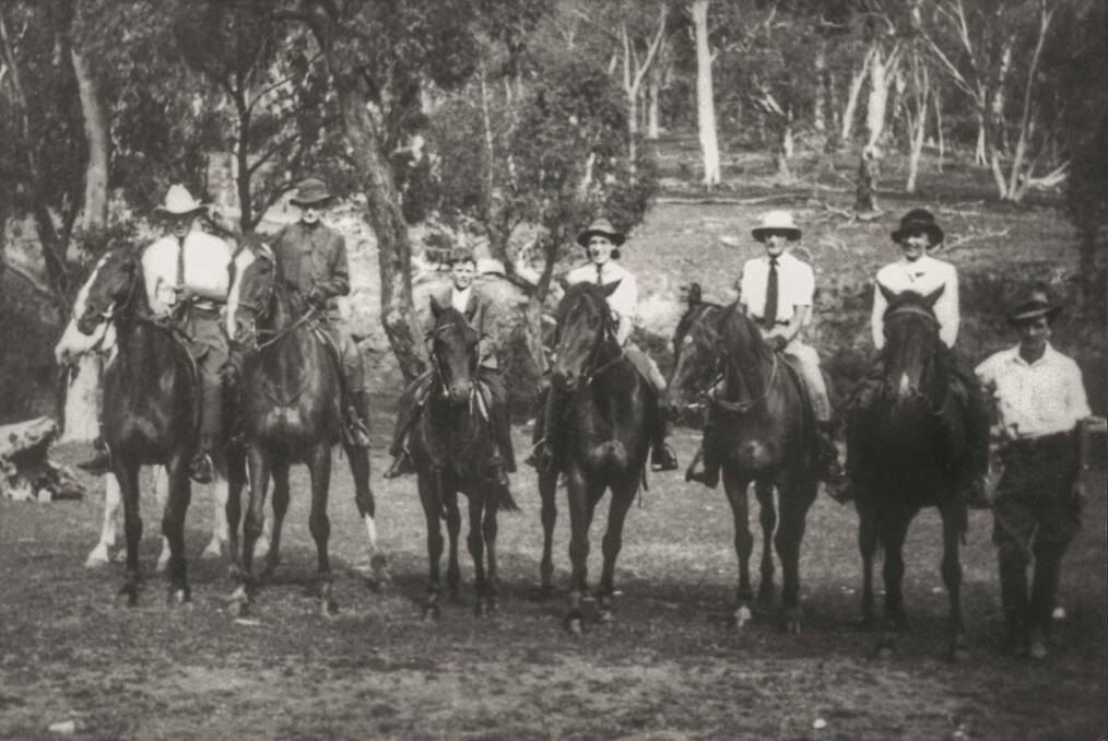 A diminutive 11-year-old Max Oldfield (third from left) on a ride at Bulls Head in the Brindabellas. Photo: Jack Maxwell