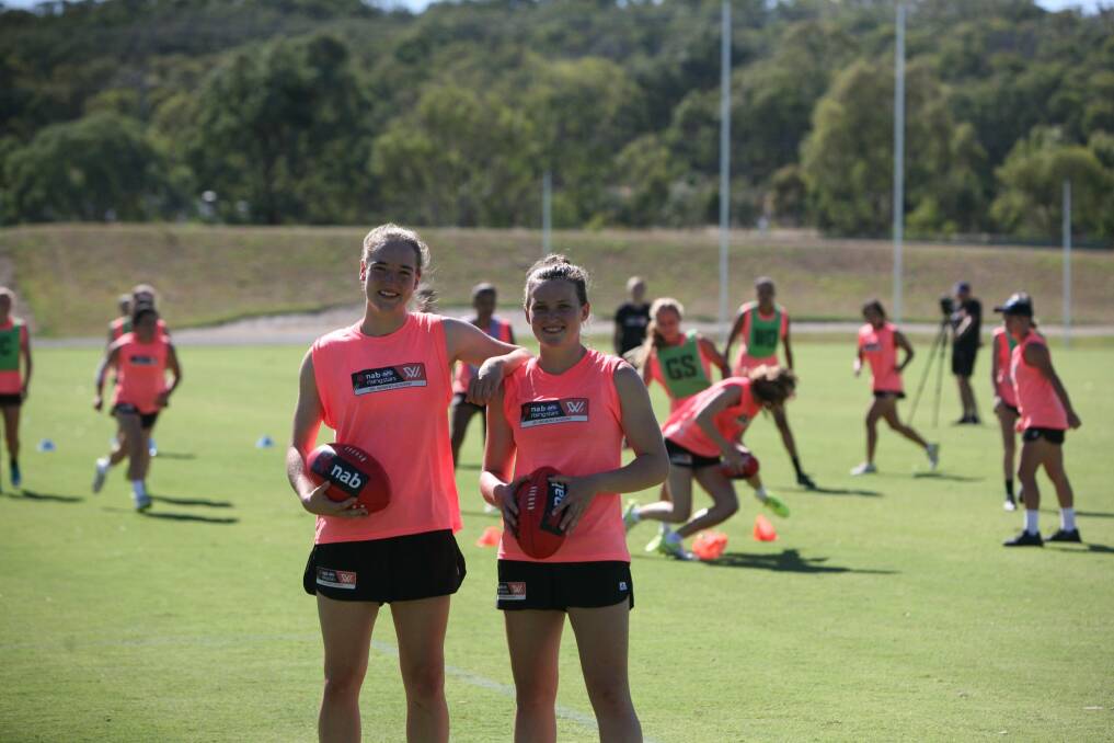 Isabel Huntington and Alyce Parker at the AIS AFL women's academy camp. Photo: Australian Sports Commission