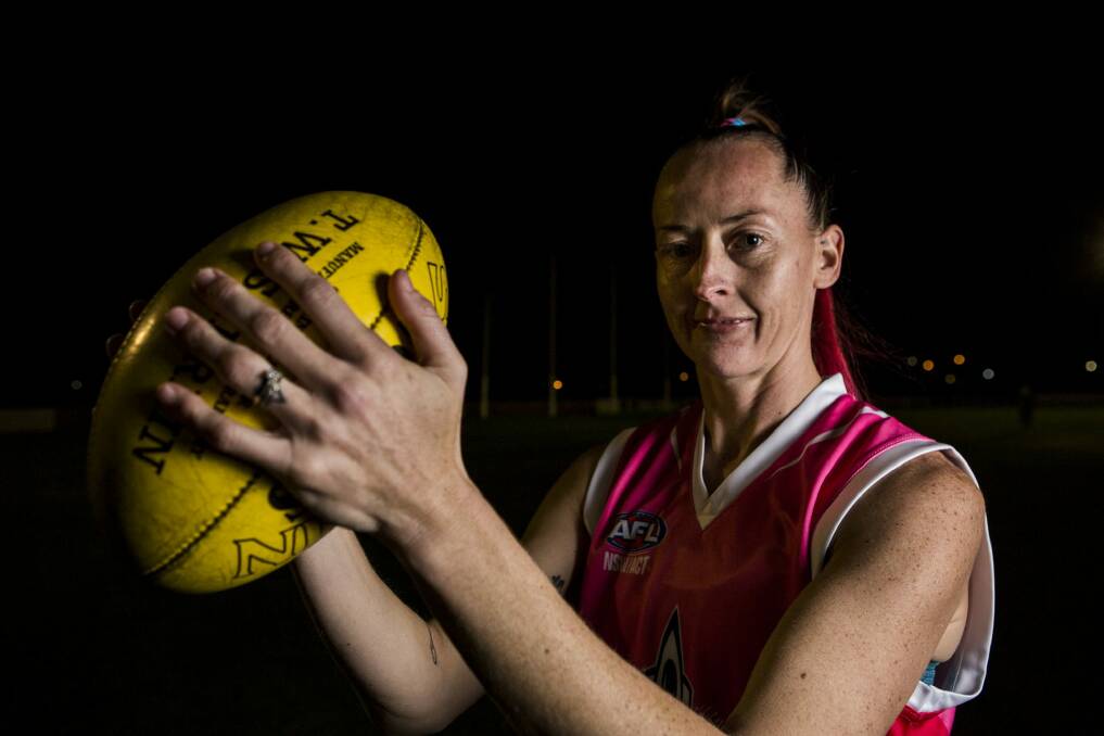 Former basketballer Michelle Cosier is now playing in the Canberra Women's AFL. Photo: Jamila Toderas