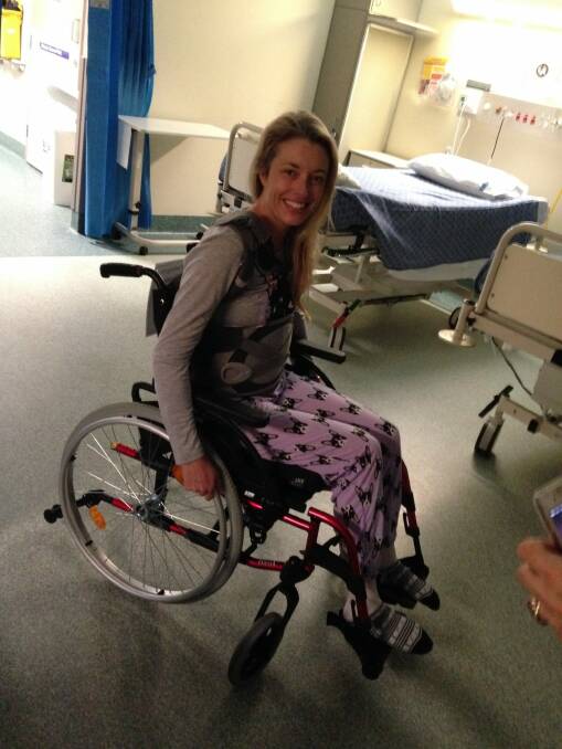 Ingrid Kimber in hospital following the crash. Photo: Supplied