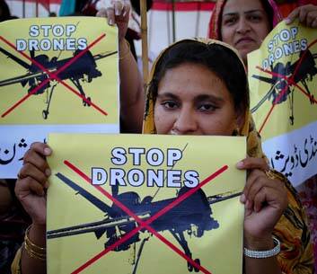 Living in fear: Pakistani women take part in a rally against US drone strikes in 2011. Photo: AP