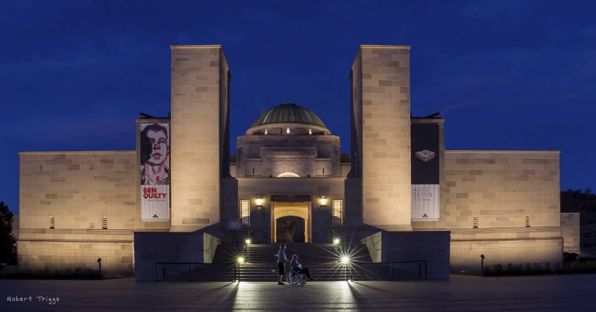    Robert Triggs'  entry to the Canberra Times summer photo competition. Summer sunset - The blue hour, War Memorial.
  Photo: Robert Triggs