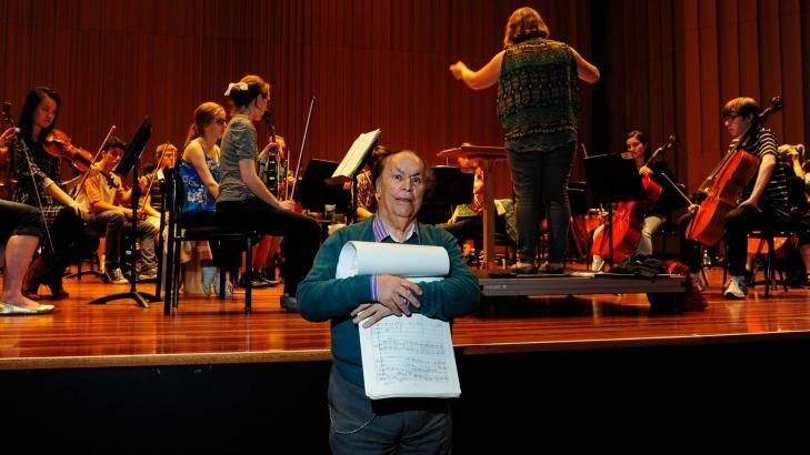 Inspiring generations: Composer Larry Sitsky at a rehearsal of the Canberra Youth Orchestra concert celebrating his 80th birthday. Photo: Melissa Adams