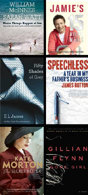 Canberra's most requested books at ACT libraries in 2012 included <i>Worse Things Happen at Sea: Tales of Life, Love, Family and the Everyday Beauty in Between </i>by William McInnes and Sarah Watt,  <i>15 Minute Meals </i> by Jamie Oliver, <i>The Fifty Shades Trilogy </i> by E.L James,  <i>Speechless: a year in my father’s business </i> by James Button, <i>The Secret Keeper </i>by Kate Morton and  <i>Gone Girl </i> by Gillian Flynn.