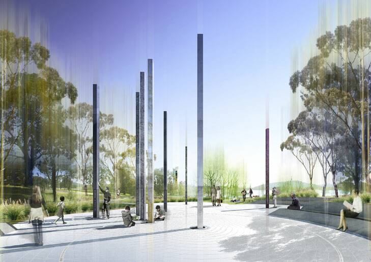An artist's impression of the winning design for a $3 million National Workers Memorial which will be erected in Kings Park in Canberra. Photo: Supplied