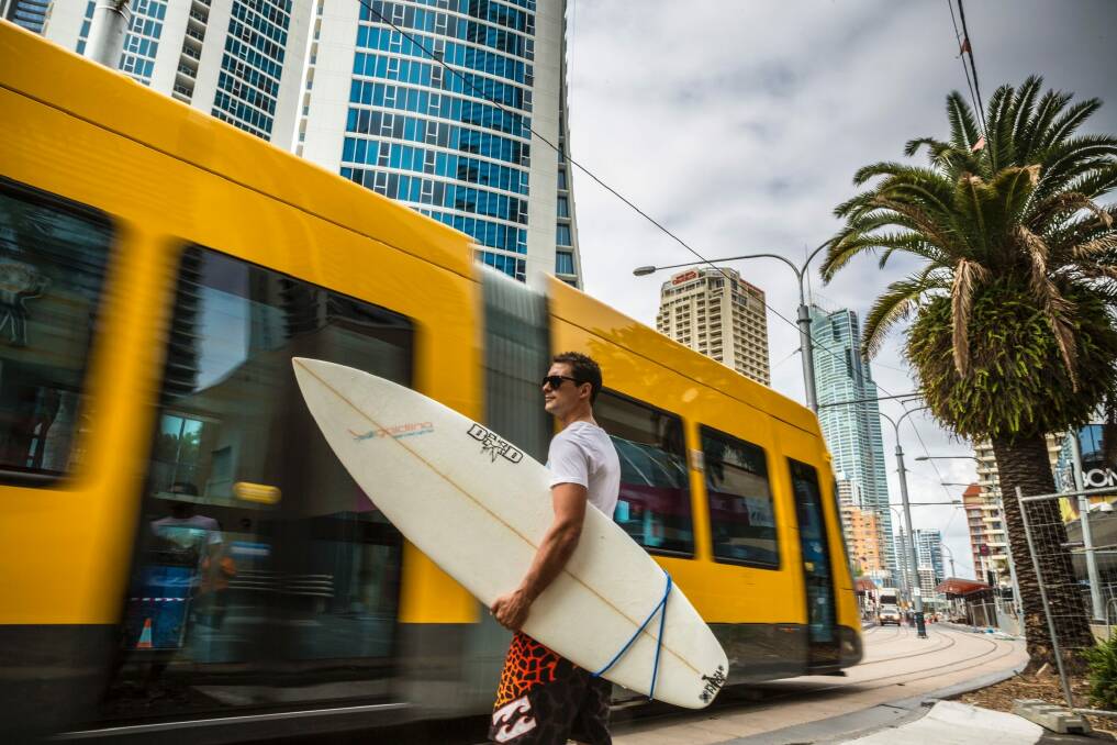 The Gold Coast light rail project exceeded expected passenger numbers in its first 12 months. Photo: Glenn Hunt