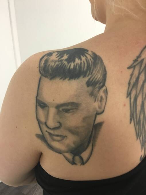 Baker's Elvis tattoo, now in the process of being removed, took three hours and cost $400. Photo: Supplied
