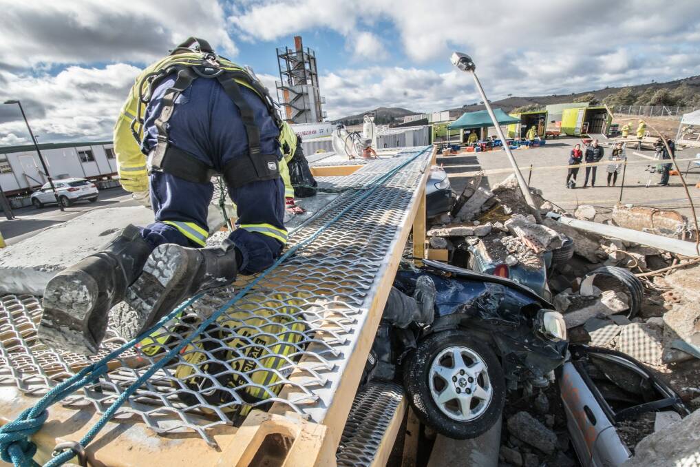Emergency services workers from across Australia and New Zealand attended Monday's exercise. Photo: Karleen Minney