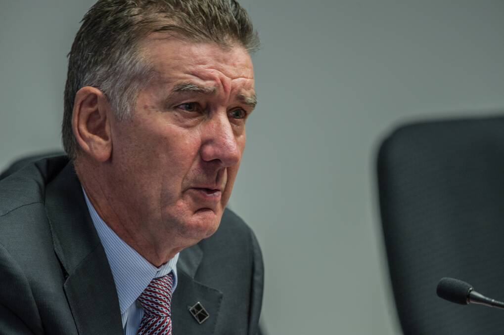 Amalgamated Property Group's principal Graham Potts, pictured here at a parliamentary inquiry in 2017, has been confirmed as the buyer of Narrabundah's sought-after Gowrie Court. Photo: Karleen Minney