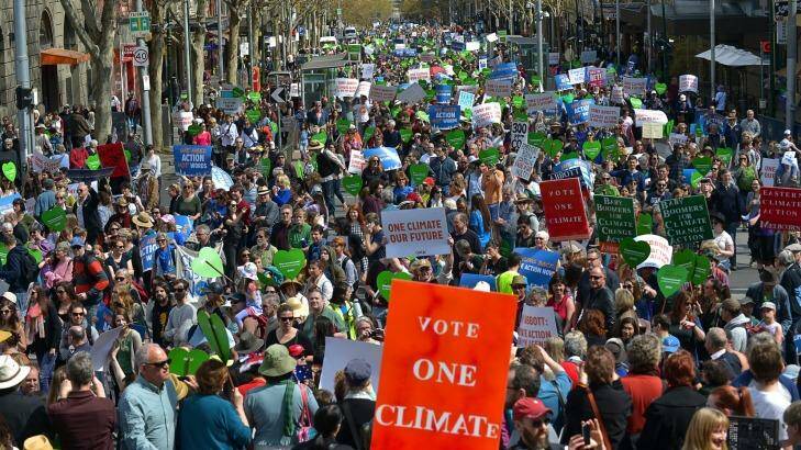 Tens of thousands turned out across the country as part of an international rally urging action on climate change. Photo: Michael Clayton-Jones