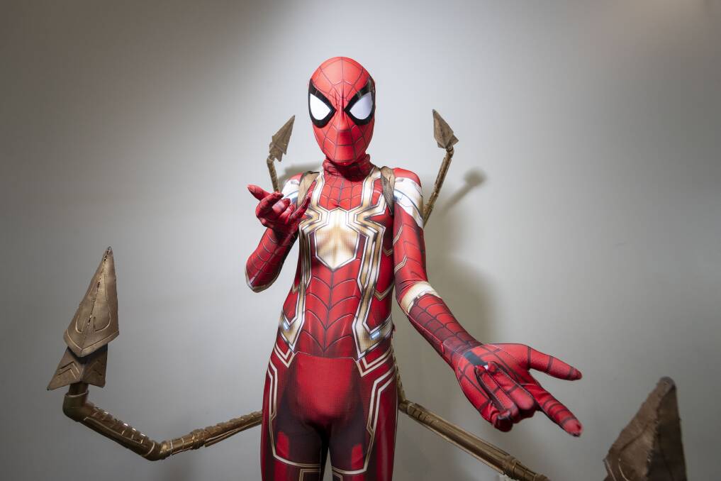 Lachlan Price dressed as Spiderman. Photo: AAP/Glenn Hunt.