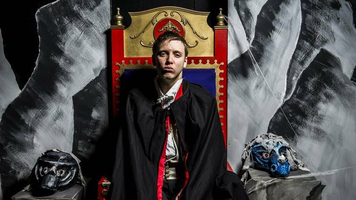 Dean Lowe-Carlus, 19, plays Count Dracula in 'The Dracula Rock Show' at the Tuggeranong Arts Centre. Photo: Rohan Thomson