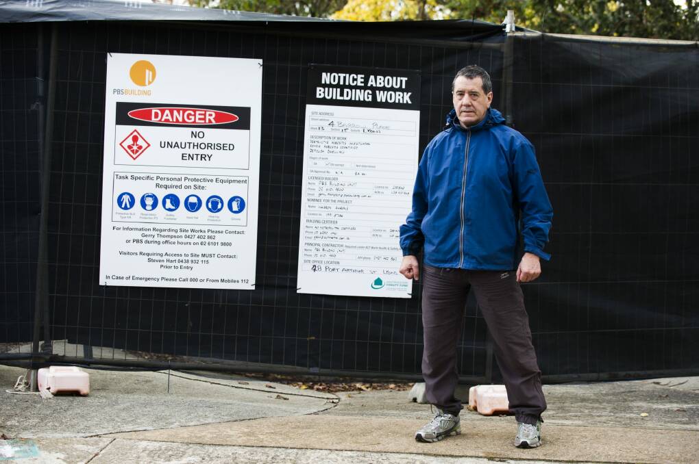 Leo Carvalho in May 2016 in front of the house which he and his wife claim was unsafely demolished. Photo: Rohan Thomson