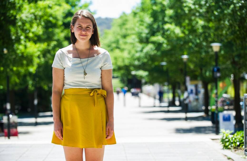 ANU student Kat Carrington is among the one in five people between 15 and 64 who are undertaking study. Photo: Elesa Kurtz