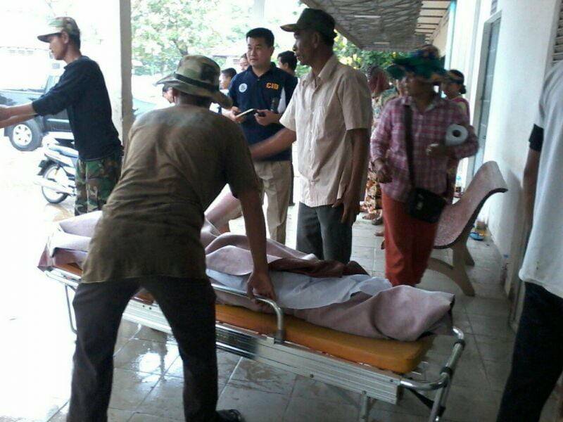 A man being stretchered into a hospital after the incident in Kampong Speu. Photo: Phnom Penh Post