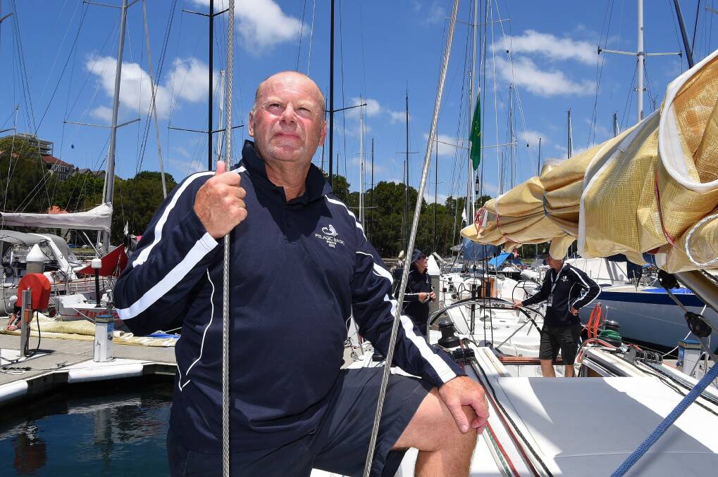 Pelagic Magic crew member former AFP commissioner Shane Connelly preparing for the Sydney to Hobart race at the Cruising Yacht Club of Australia at Rushcutters Bay, Sydney. Photo: Kate Geraghty