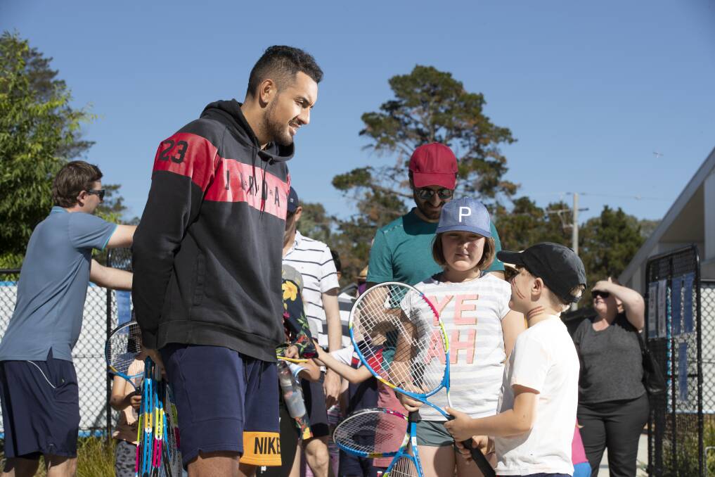 Nick Kyrgios was mobbed by fans at the Canberra International in November. Photo: Sitthixay Ditthavong