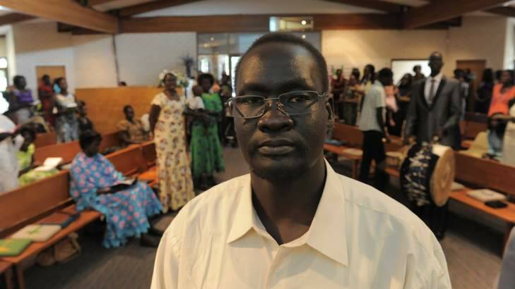 Community worker and Chairperson of the church council, James Atem, during the service. Photo: Graham Tidy