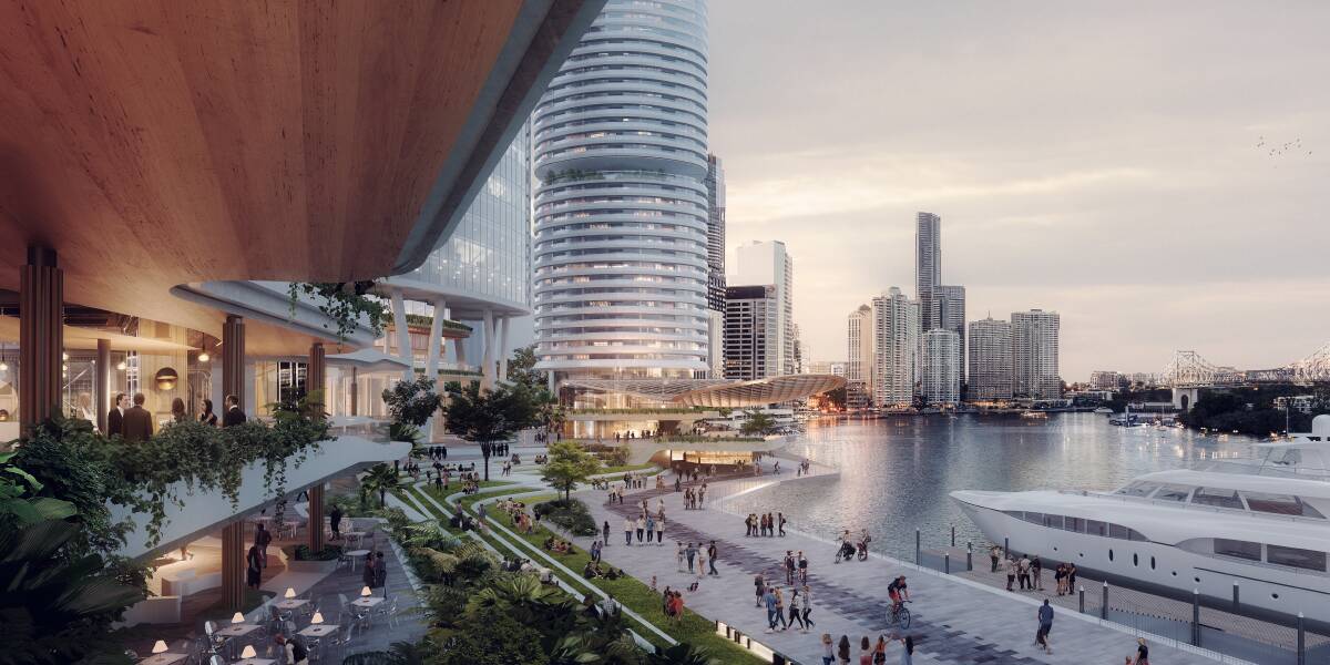 Dexus has proposed a redevelopment of Eagle Street Pier, including two new towers and up to 1.5 hectares of riverfront open space. Photo: Supplied