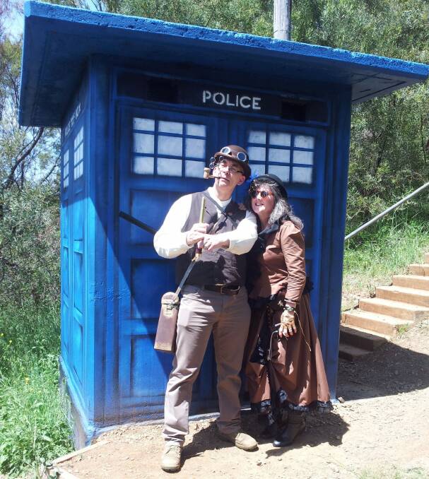 Jonathan and Jennie Garland who were married outside of the Red Hill TARDIS on Saturday. Photo: Jonathan Garland