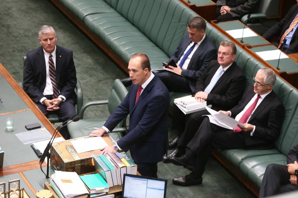 Immigration Minister Peter Dutton introduces the Australian Citizenship Amendment Bill on Wednesday. Photo: Andrew Meares