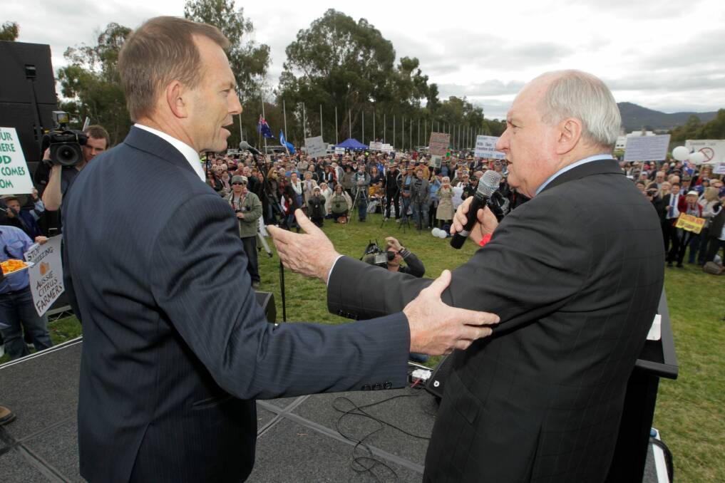 Failing the pub test? Tony Abbott with Alan Jones in 2011. Photo: Andrew Meares