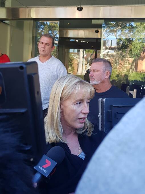 Tania Teelow addresses the media outside the NSW Coroner's Court. Photo: Megan Gorrey