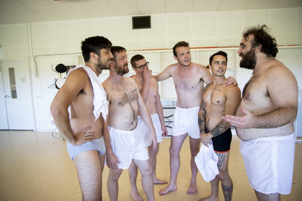 The men of <i>The Full Monty</i>, not quite naked.  Photo: Photox