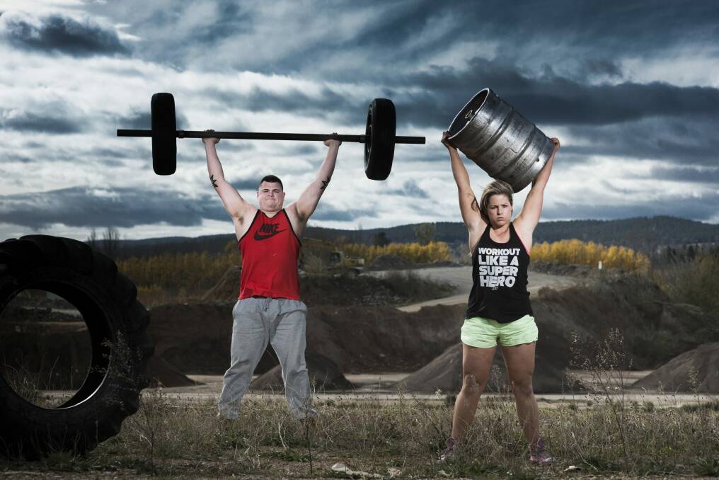 Canberra Strongman competitors Andrew Fraser and Ali Jaques. Photo: Rohan Thomson