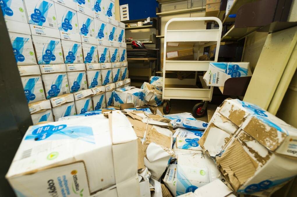 Boxes of paper destroyed by the floods.  Photo: Dion Georgopoulos