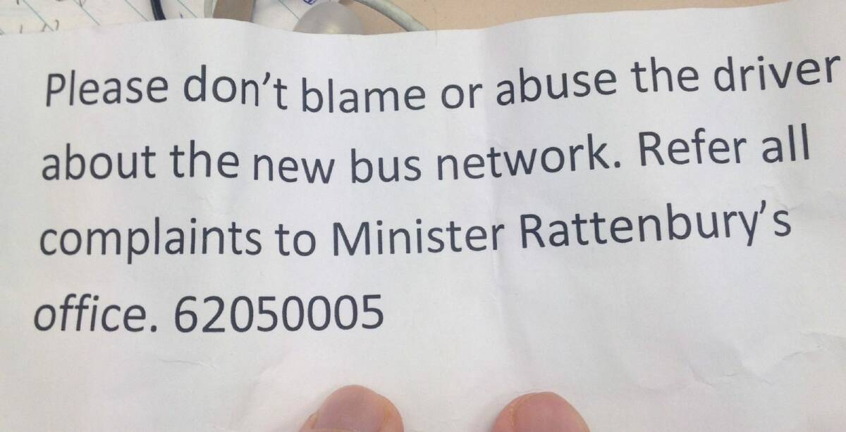 A flyer handed out to passengers on ACTION buses.