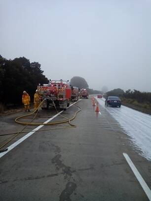 NSW RFS contain truck fire on Federal Highway Photo: Ian Kennerley