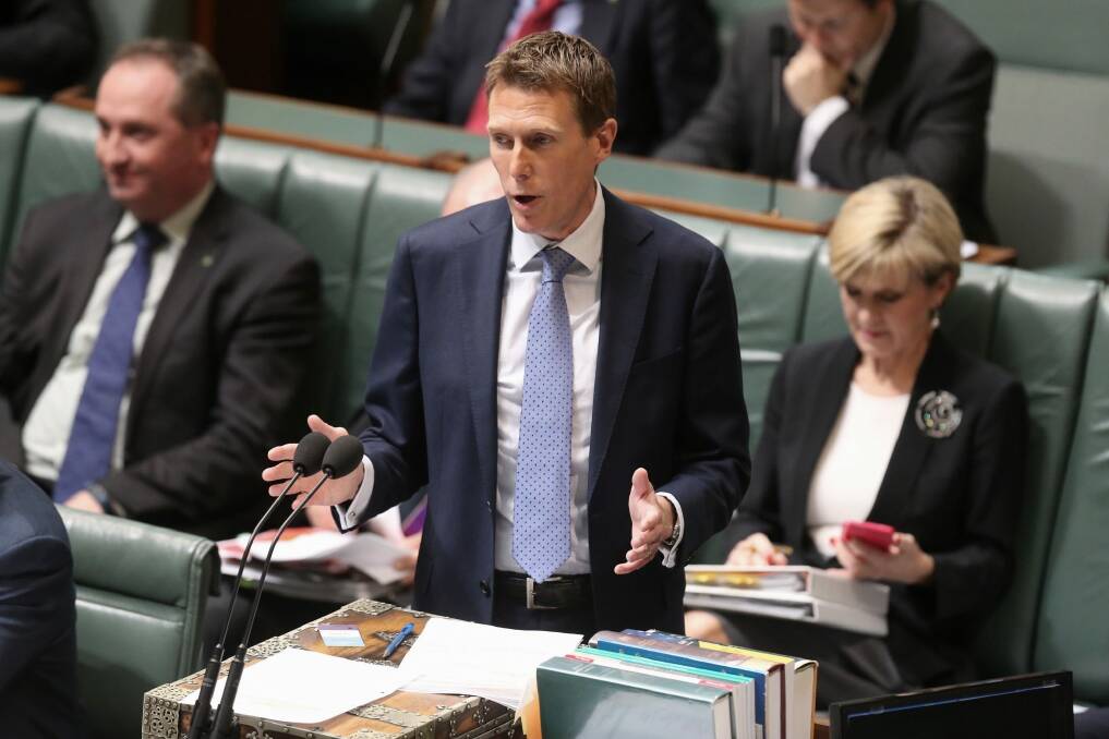 Social Services Minister Christian Porter during question time at Parliament House. Photo: Andrew Meares