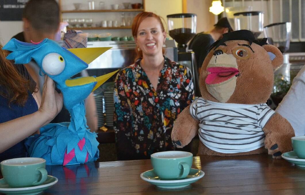 Emma Watts with puppets from the web series Tales From Tinder.  Photo: Joe Armao