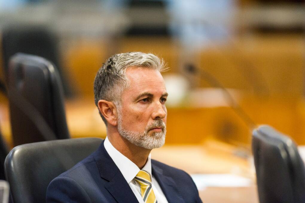 Jeremy Hanson, who says the ACT government's response to outlaw bikie violence has been "disgraceful".  Photo: Dion Georgopoulos.