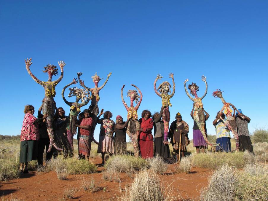 Tjanpi Desert weavers, Seven Sisters are Flying, on their way to Canberra.  Photo: Vicki Bosisto
