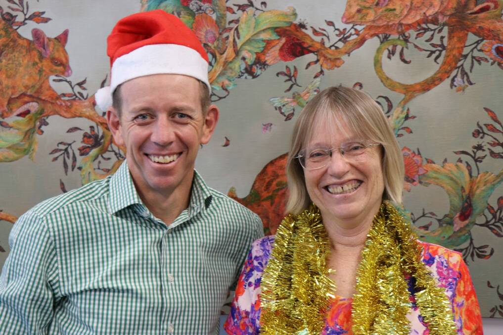 A very Green Christmas. ACT Greens leader Shane Rattenbury and Greens crossbencher Caroline Le Couteur are feeling festive. Photo: Supplied