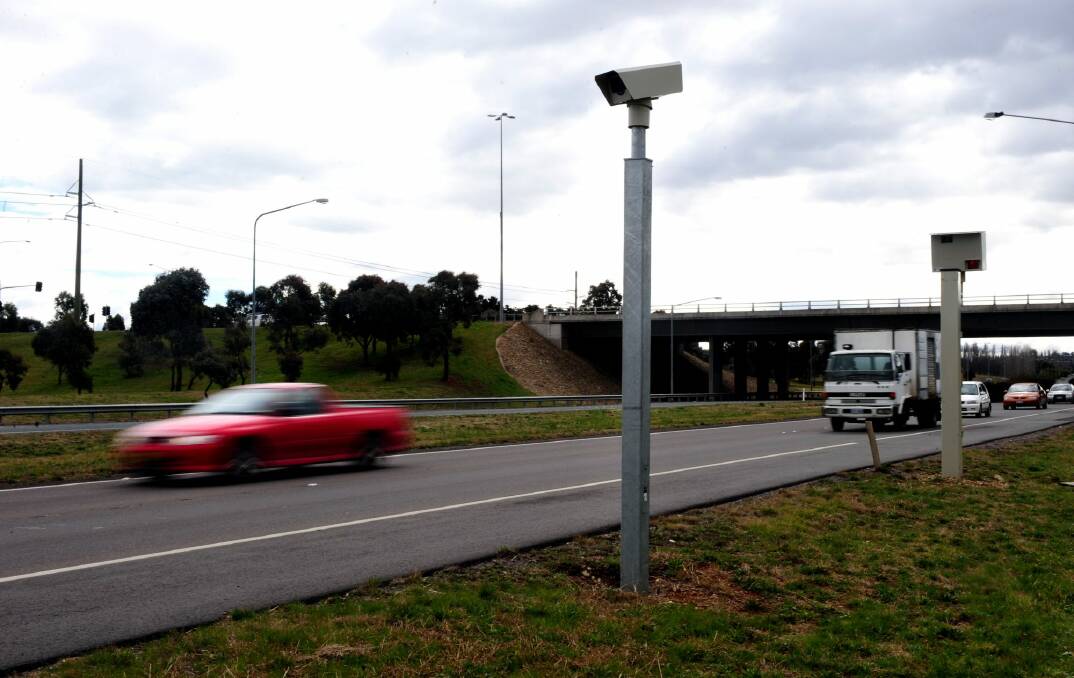 Sixty-one per cent of speeding vehicles captured on ACT fixed speed cameras, such as this one on the Monaro Highway, were registered interstate. Photo: Melissa Adams