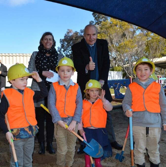 Children and dignitaries at the French Australian Preschool in Canberra. Photo: Supplied