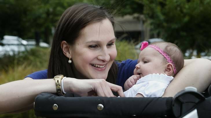 Alanna Crawshaw from Chisholm with 6 week old daughter Lily Crawshaw, when Alanna was pregnant she was so sick with morning sickness that she was admitted to Hospital and given cancer medication. Photo: Jeffrey Chan