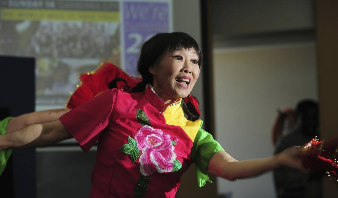 Wei Chen, of Watson, one of the dancers at the launch of the National Multicultural Festival. Photo: Graham Tidy