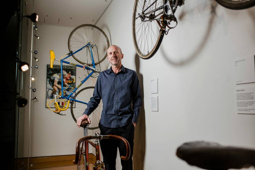 Peter Taylor with some of his collection of vintage racing cycles on display at CMAG.   Photo: Jamila Toderas
