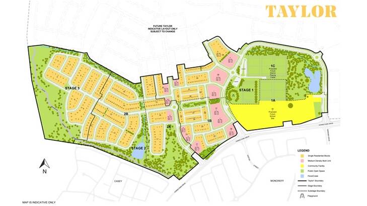 The Land Development Agency's indicative layout of the suburb of Taylor. Photo: Land Development Agency