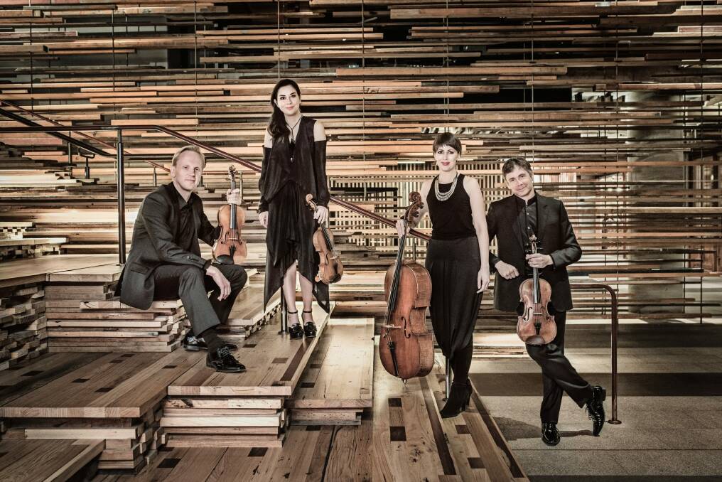 The Australian String Quartet at Hotel Hotel Canberra, from left Dale Barltrop, Francesca Hiew, Sharon Draper and Stephen King.  Photo: Jacqui Way