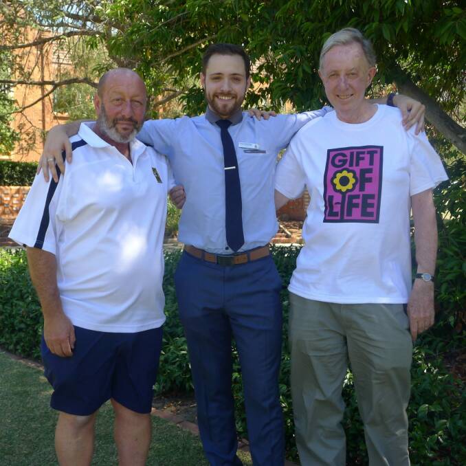 Organ recipient Pat Siciliano, Canberra Grammar School's Reece Cummings and Gift of Life president David O'Leary. Photo: Supplied