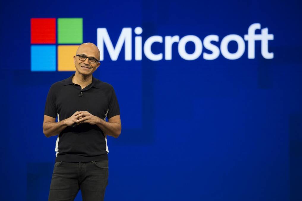 Satya Nadella, chief executive officer of Microsoft, at the company's Build Conference. Photo: Bloomberg