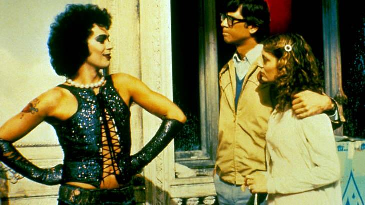 Tim Curry, Barry Bostwick and Susan Sarandon in <i>The Rocky Horror Picture Show</i>.