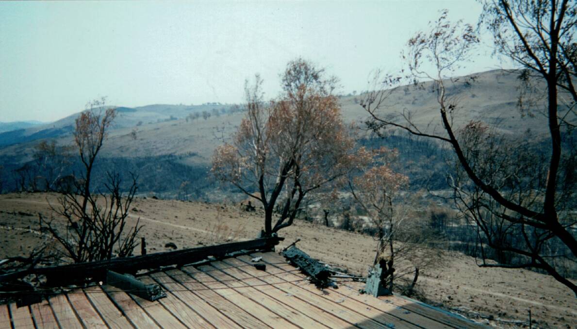 Nerreman after the 2003 bushfires. The house was saved but nothing else. Photo: John Topfer